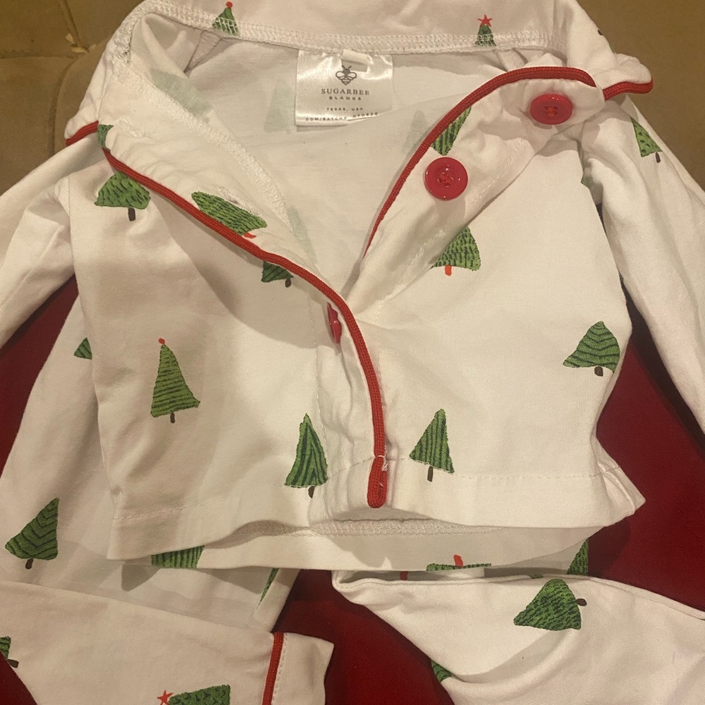 🎄😴Sugar Bee Blanks- Christmas Tree Pajamas-Size 3M